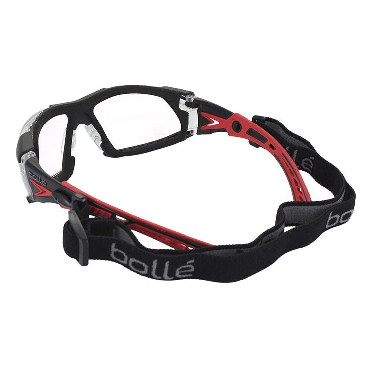 Bolle Rush Plus 40252 Safety Glasses Black Red Foam Gasket with Clear Platinum Anti-Fog Lens Foam and Nose Bridge View