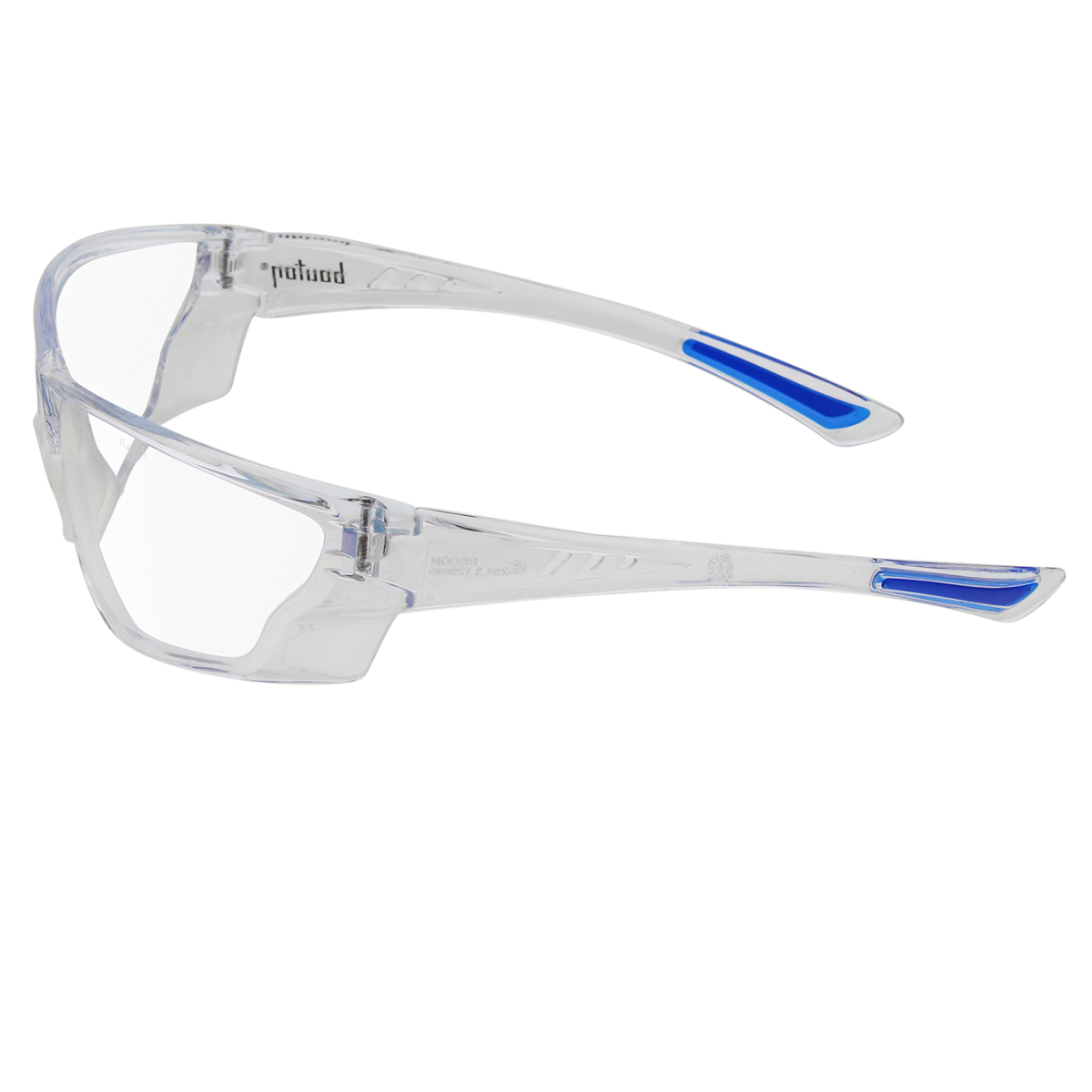 Bouton Recon Safety Glasses with Clear Temple and Clear Anti-Fog Lens Left Temple