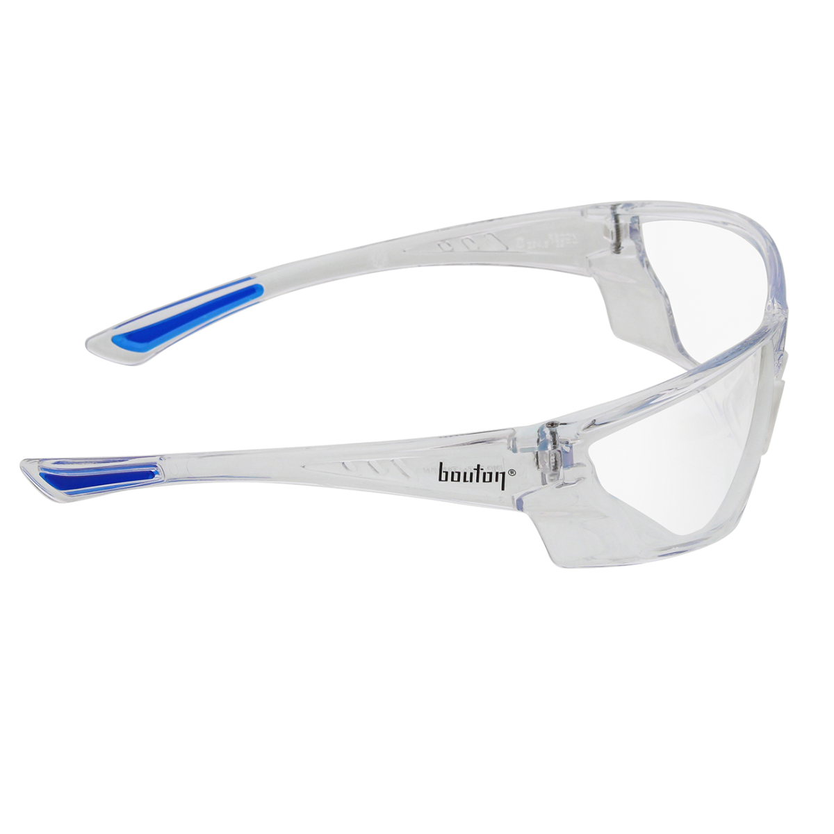 Bouton Recon Safety Glasses with Clear Temple and Clear Anti-Fog Lens Right Temple