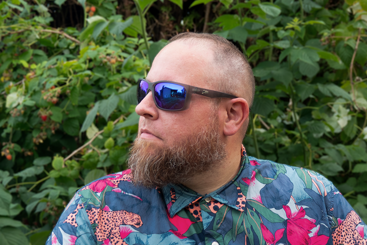 Detour Breach XL Safety Glasses Frosted Gray with Deep Blue Polarized Lenses