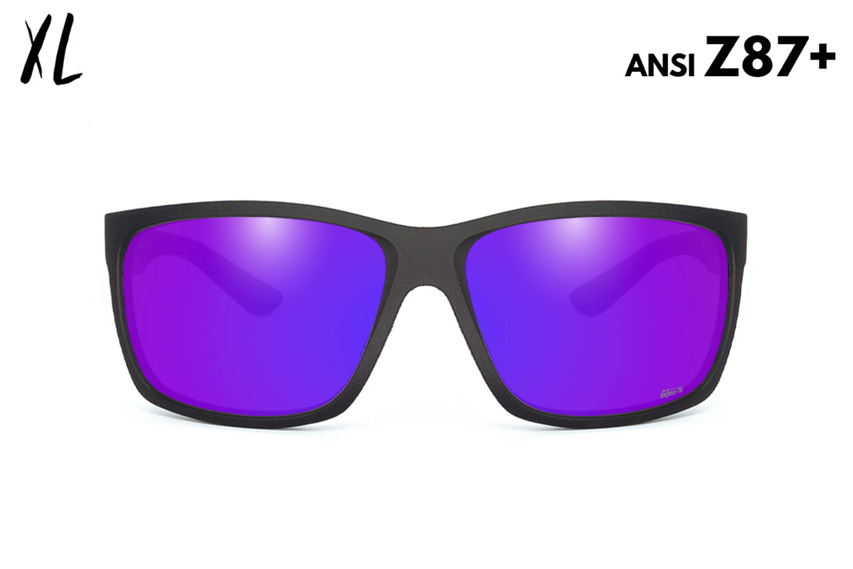 Detour Breach XL Safety Glasses Matte Black with Purple Polarized Lens