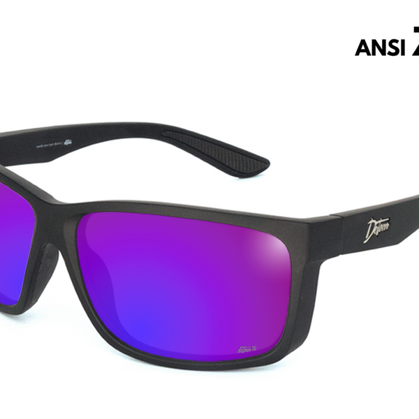 Detour Breach XL Safety Glasses Matte Black with Purple Polarized Lens