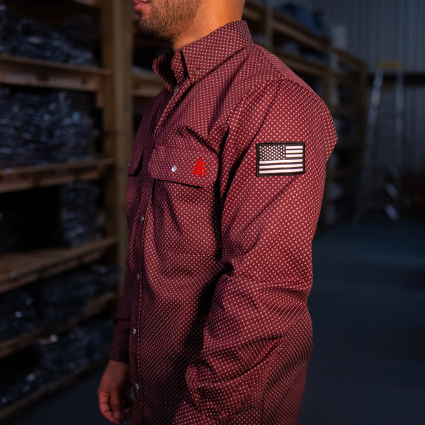 Static FR Flame-Resistant Pearl Snap Work Shirt - Rustline - With U.S