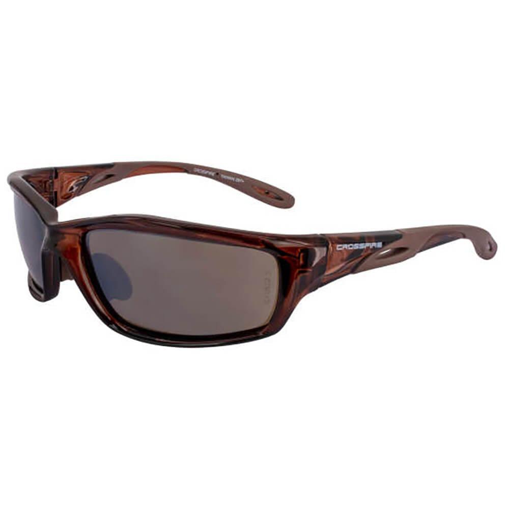 Crossfire Infinity Safety Glasses with Crystal Brown Frame and HD Brown Mirror Lens-CF-2117-Safety Glasses USA-1