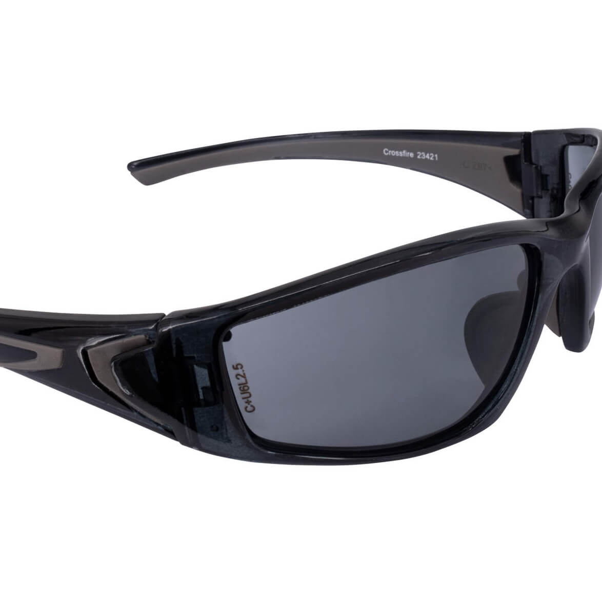 Crossfire RPG Safety Glasses Crystal Black with Smoke Lens