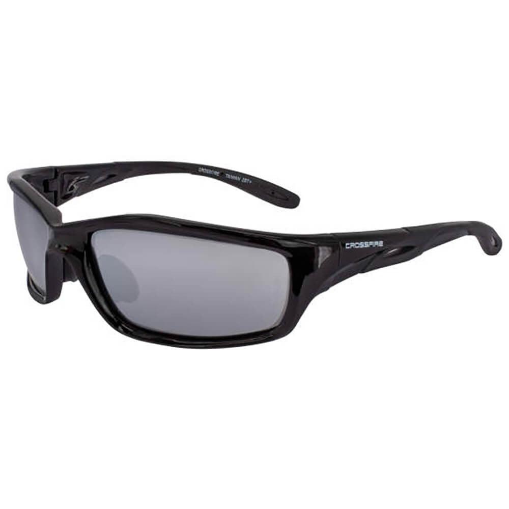 Crossfire Infinity Safety Glasses with Shiny Black Frame and Silver Mirror Lens-CF-263-Safety Glasses USA-1