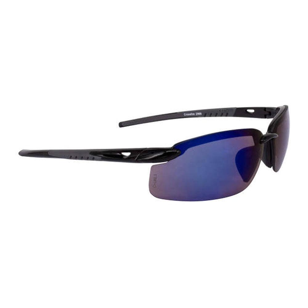 Crossfire ES5 Safety Glasses with Shiny Black Frame and Blue Mirror Lens-CF-2968-Safety Glasses USA-9