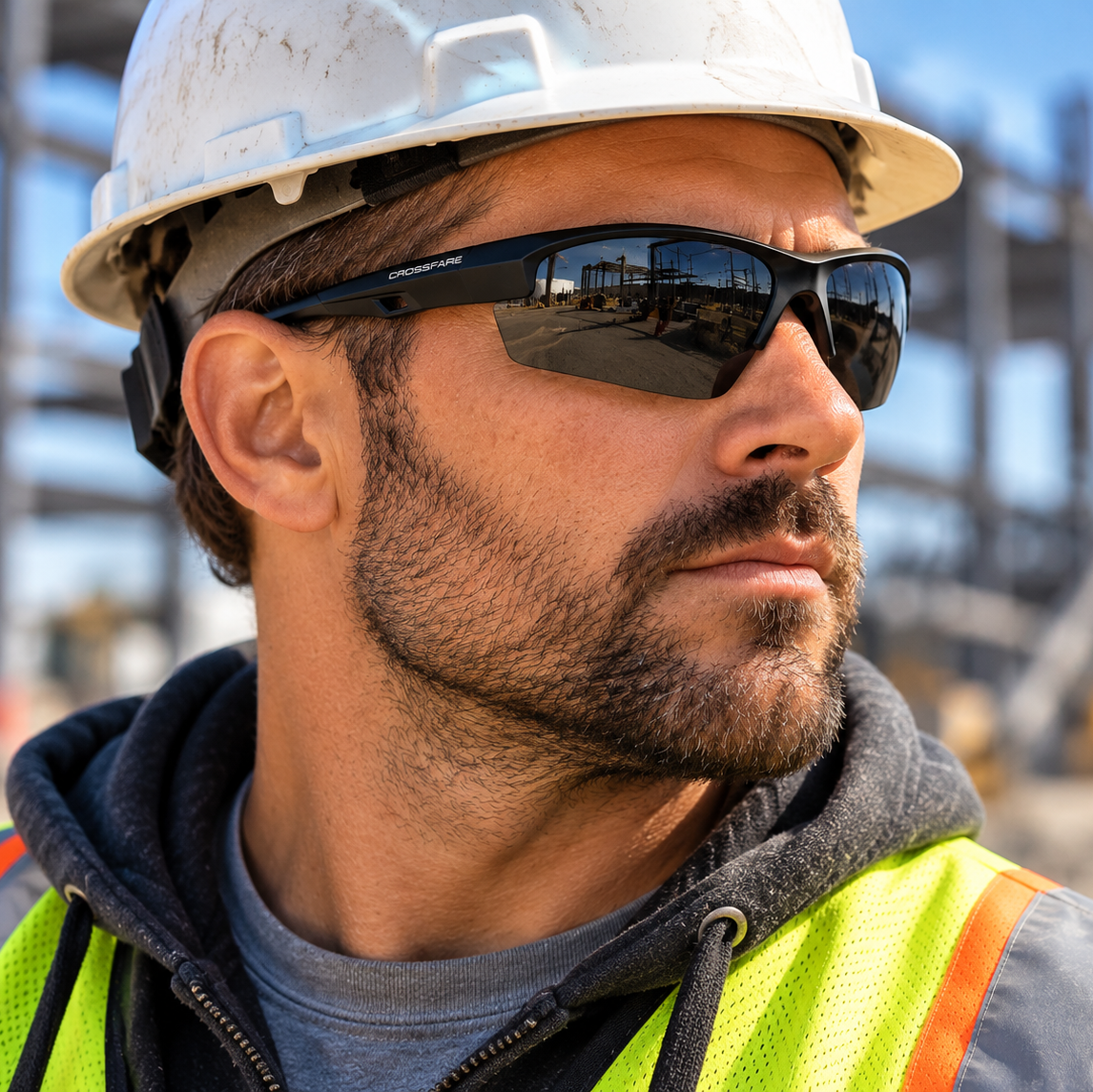 Crossfire Crucible Safety Glasses Black with Smoke Lenses
