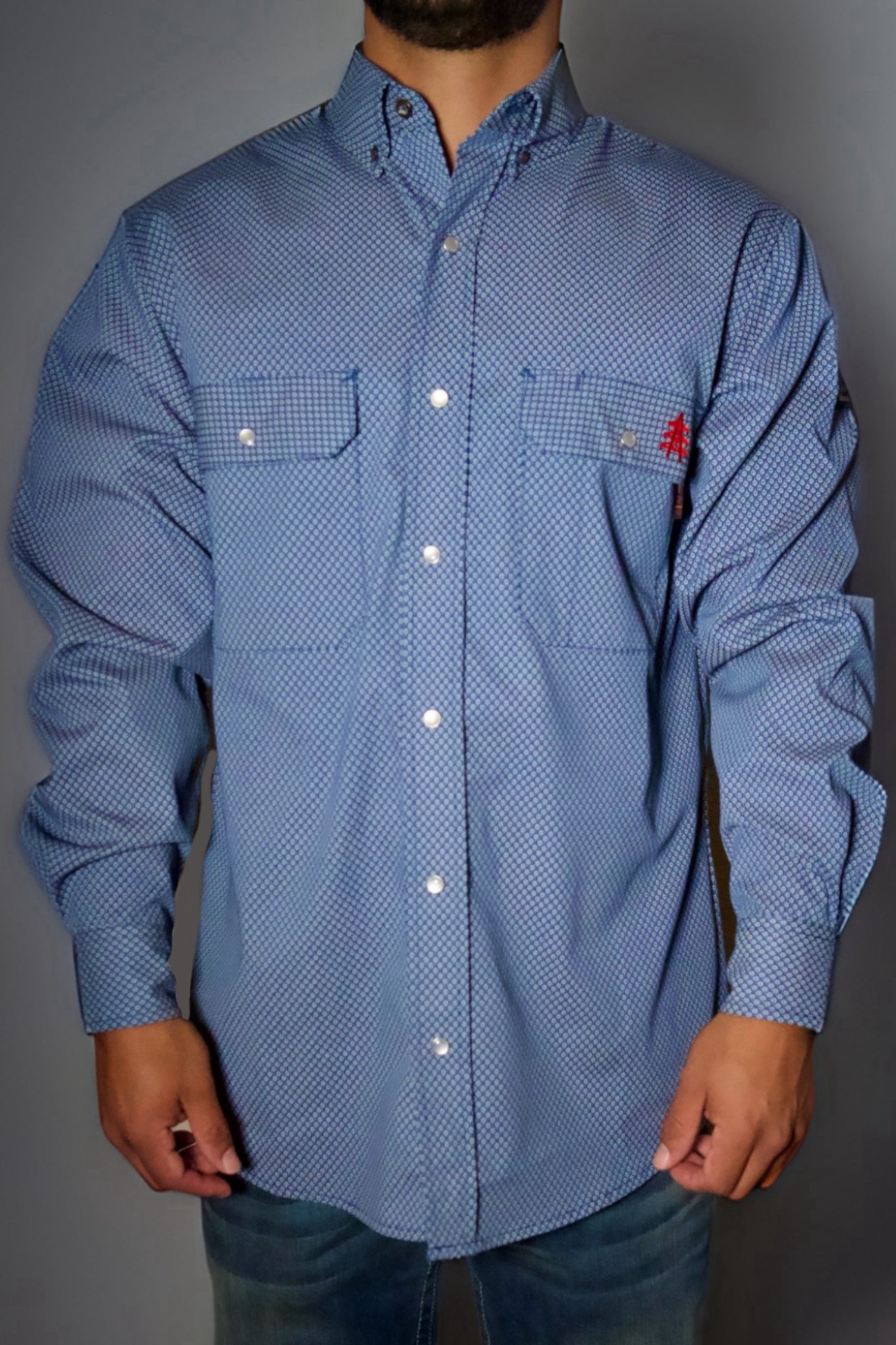 Static FR Flame-Resistant Work Shirt Pearl Snap - Conqueror Navy