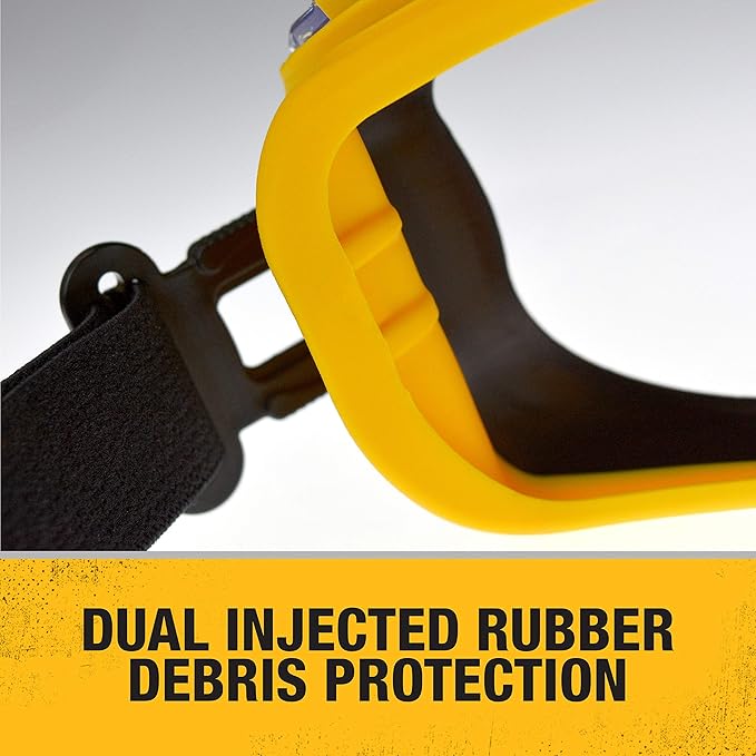 DeWalt Concealer Safety Goggles Clear Anti-Fog Lens Dual Injected Rubber Debris Protection