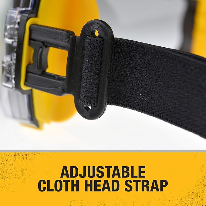 DeWalt Concealer Safety Goggles Clear Anti-Fog Lens Adjustable Cloth Head Strap