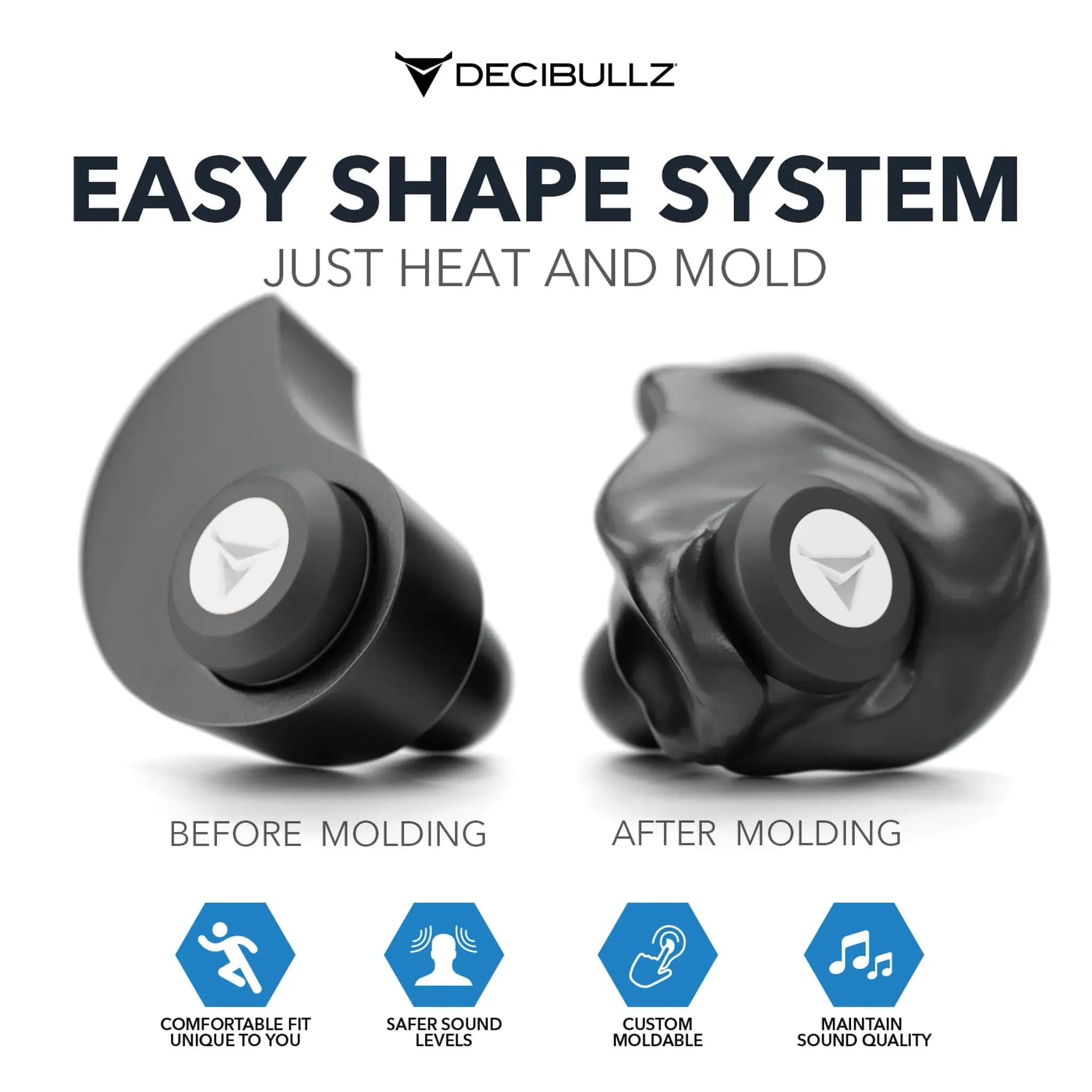 Decibullz Custom Molded High-Fidelity Earplugs for Concerts, Musicians, Events, and Noise Sensitivity