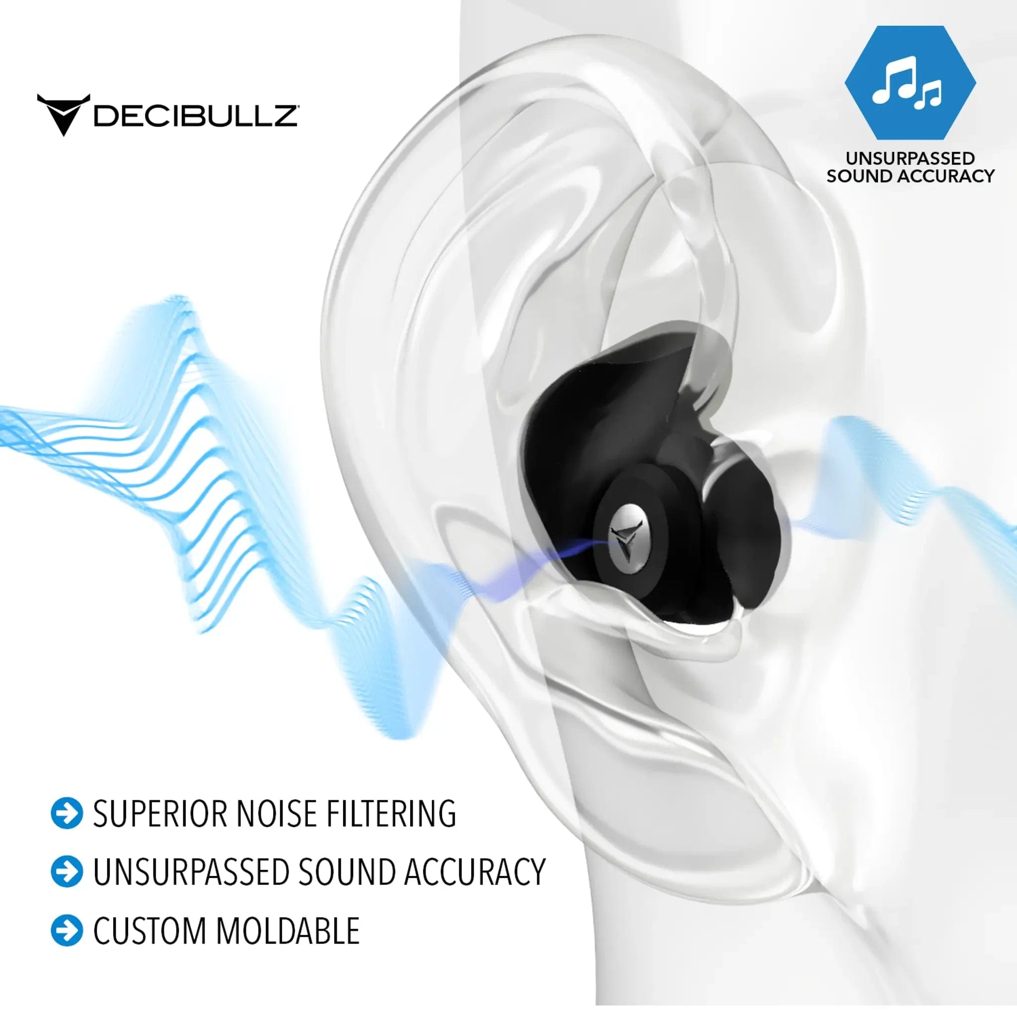 Decibullz Custom Molded Professional High-Fidelity Filter Earplugs