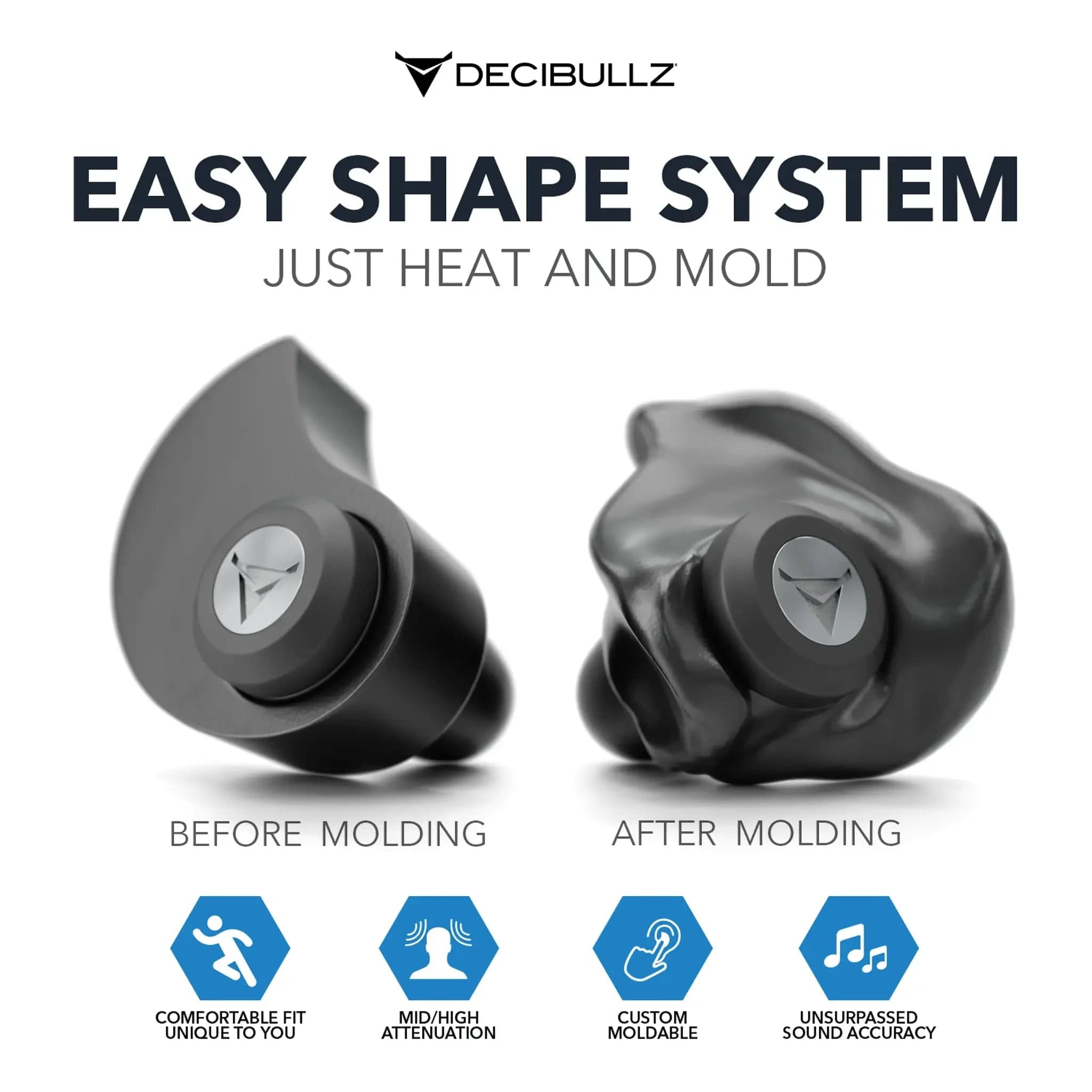 Decibullz Custom Molded Professional High-Fidelity Filter Earplugs