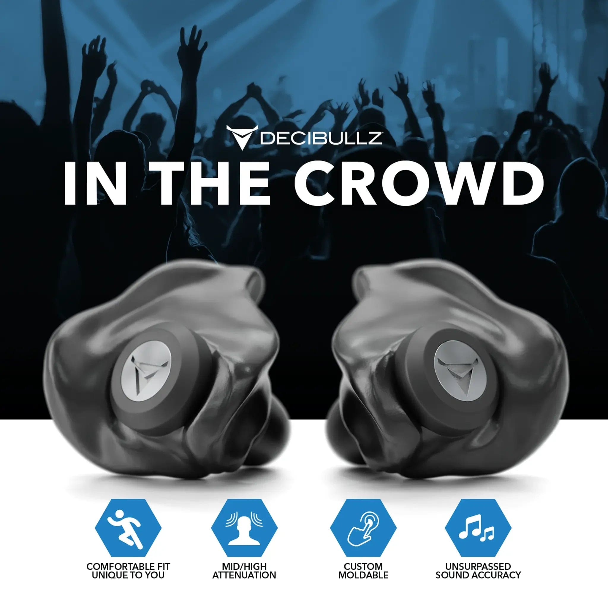 Decibullz Custom Molded Professional High-Fidelity Filter Earplugs