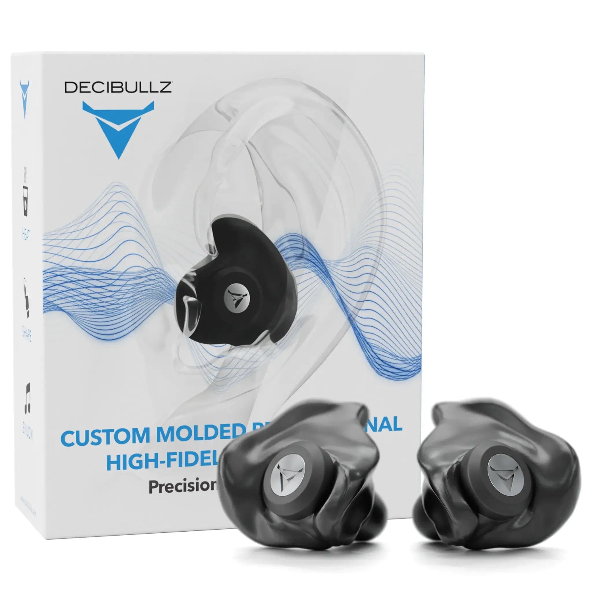 Decibullz Custom Molded Professional High-Fidelity Filter Earplugs-FLTR-PRO-BLK-Safety Glasses USA-1