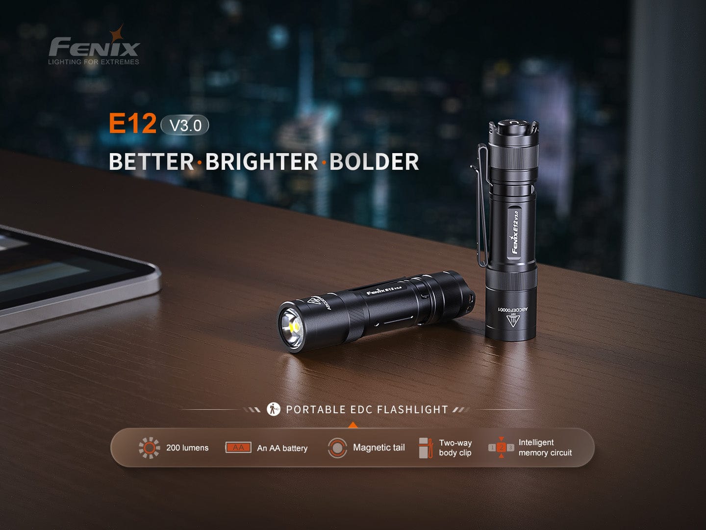 Fenix E12 V3 Portable EDC Flashlight - 200 Lumens