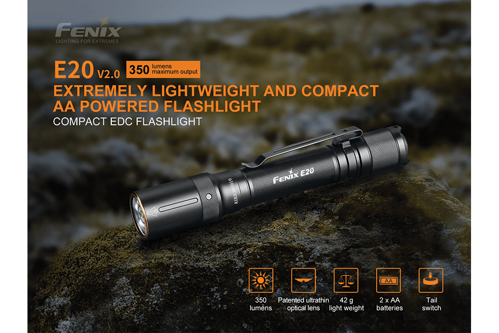 Fenix E20 V2.0 EDC Flashlight - 350 Lumens