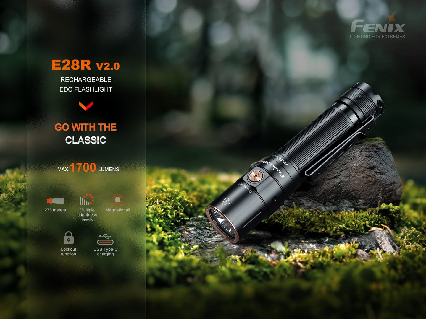 Fenix E28R V2 Rechargeable EDC Flashlight - 1700 Lumens