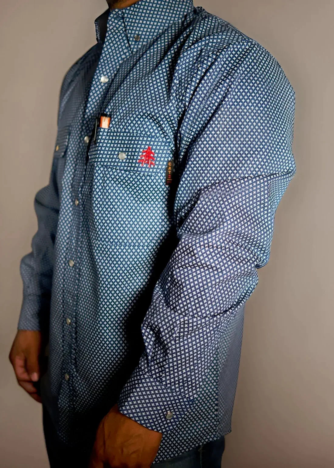Static FR Flame-Resistant Pearl Snap Work Shirt - Honor Navy