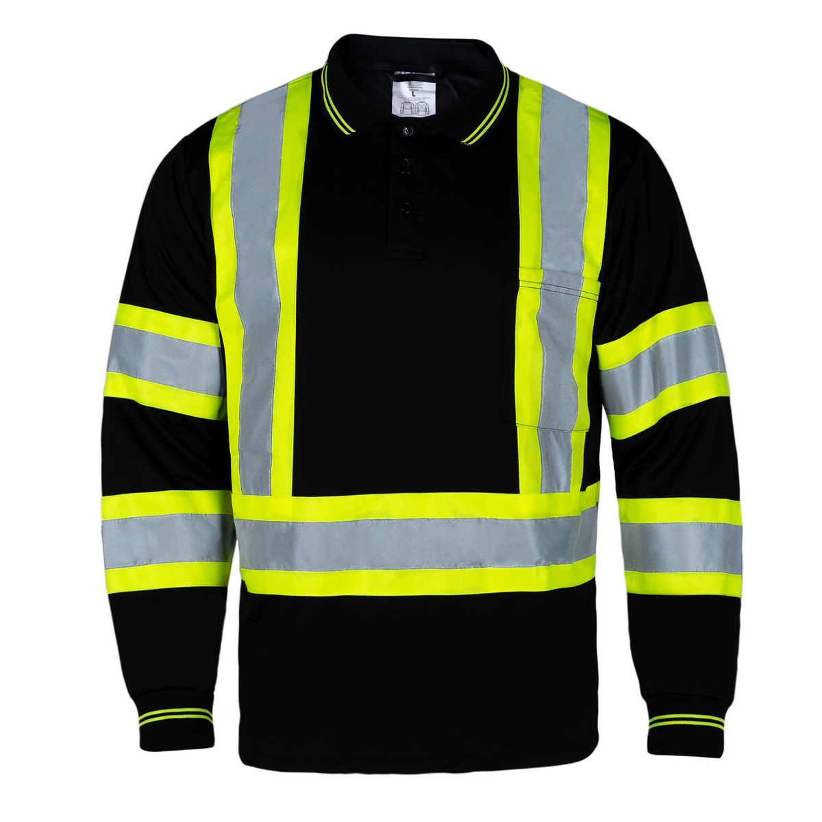 Jorestech Hi-Vis X-Back Reflective Two-Tone Safety Long Sleeve Polo Shirt