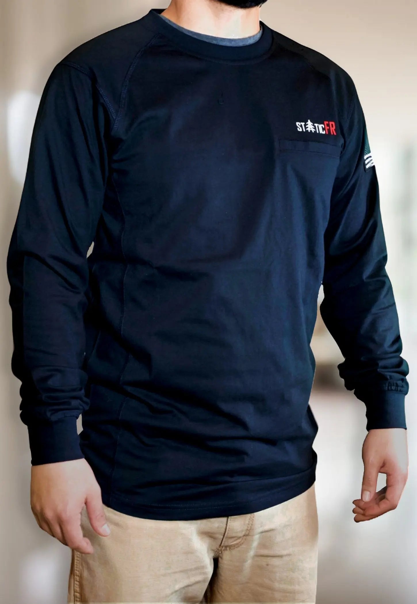 Static FR Flame-Resistant Crew Neck - Black-Safety Glasses USA-1