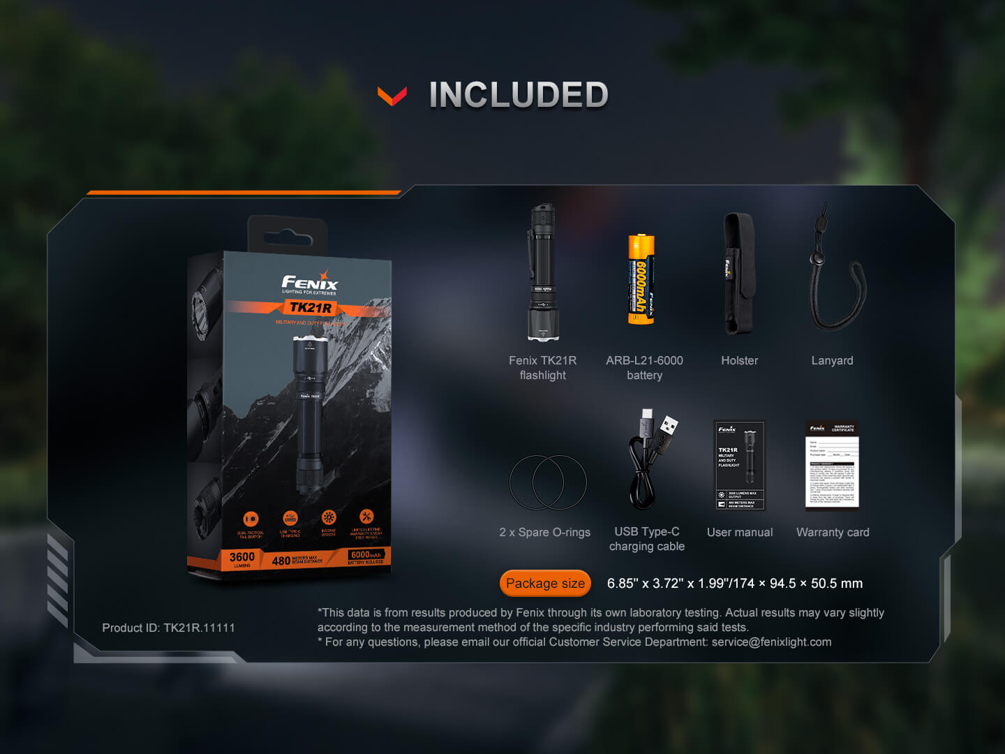 Fenix TK21R Rechargeable Tac Flashlight-Safety Glasses USA-17