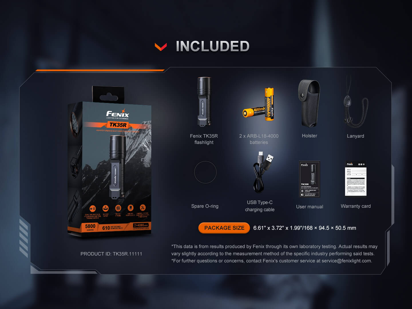 Fenix TK35R Rechargeable Tactical Flashlight with UV Output