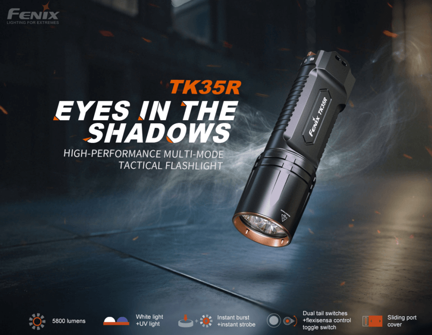 Fenix TK35R Rechargeable High-Performance Tactical Flashlight with UV Output-Safety Glasses USA-4