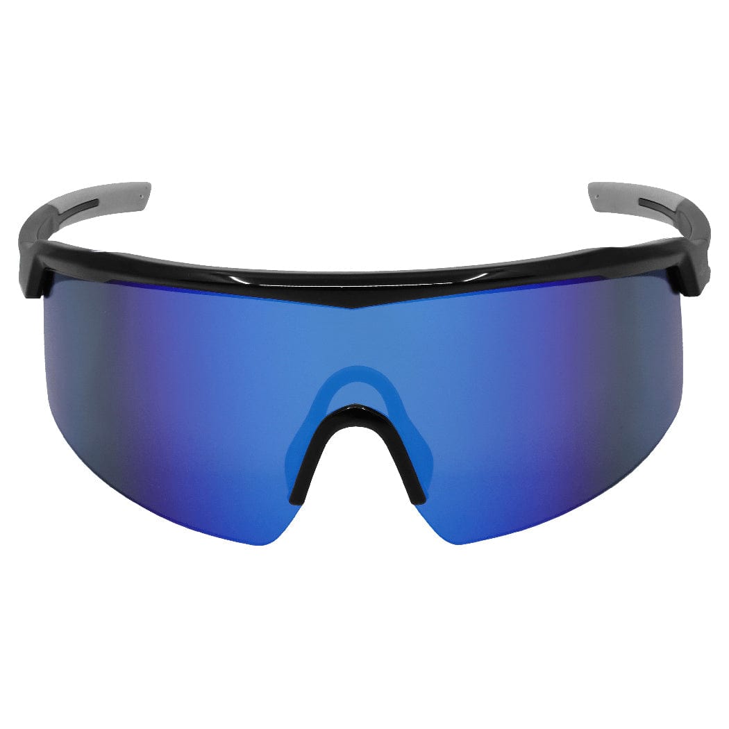 Bullhead Whipray BH3259AF Safety Glasses with Black Frame and Blue Mirror Anti-Fog Lens Front View