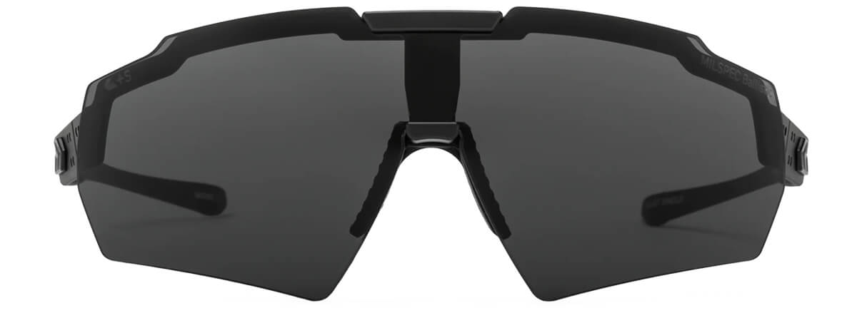 Gatorz Blastshield Ballistic Safety Glasses with Black Cerakote Frame and Smoke Anti-Fog Lens Front View