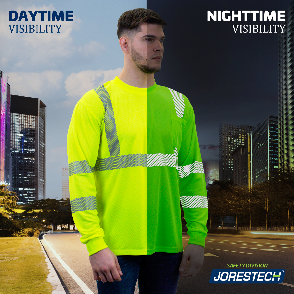 Jorestech Hi-Vis Heat Transfer Reflective Safety Long Sleeve Shirt
