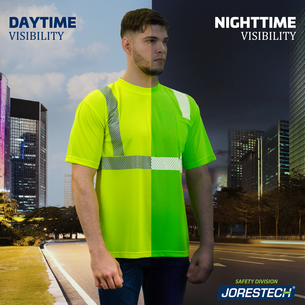 Jorestech Heat Transfer Class 2 Reflective Safety Shirt with Pocket