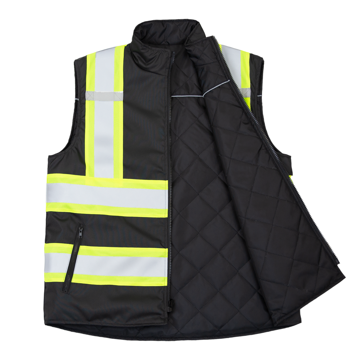 Jorestech Hi-Vis Yellow/Black Reversible Insulated Safety Vest with Reflective Strips