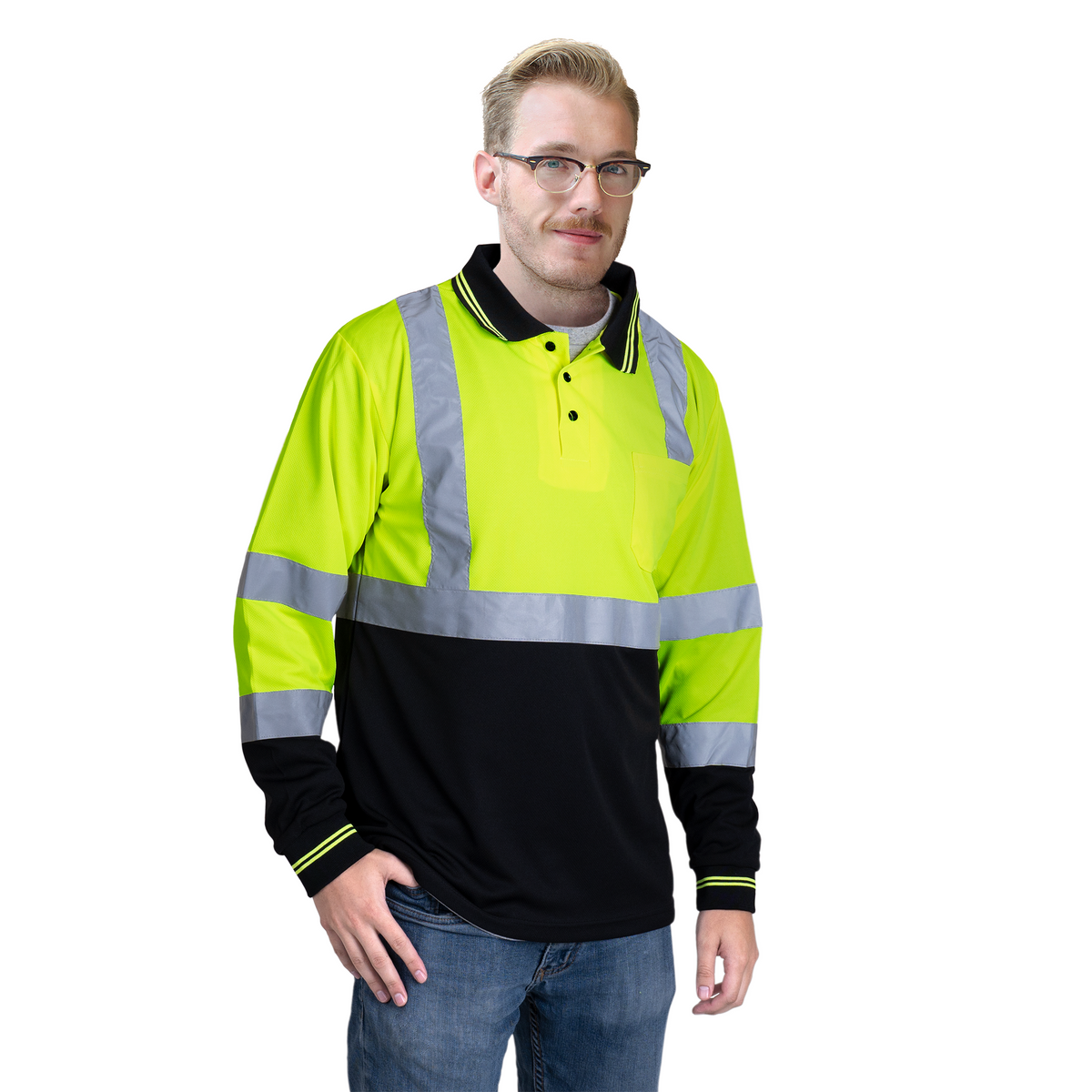 Jorestech High-Vis Reflective Safety Long Sleeve Polo Shirt