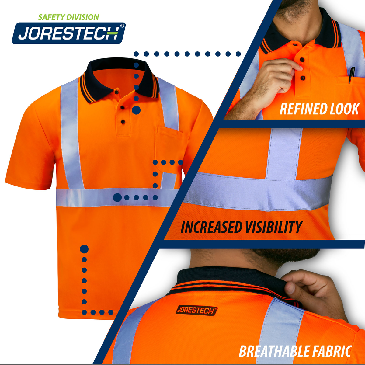 Jorestech Hi-Vis Reflective Safety Polo Shirt