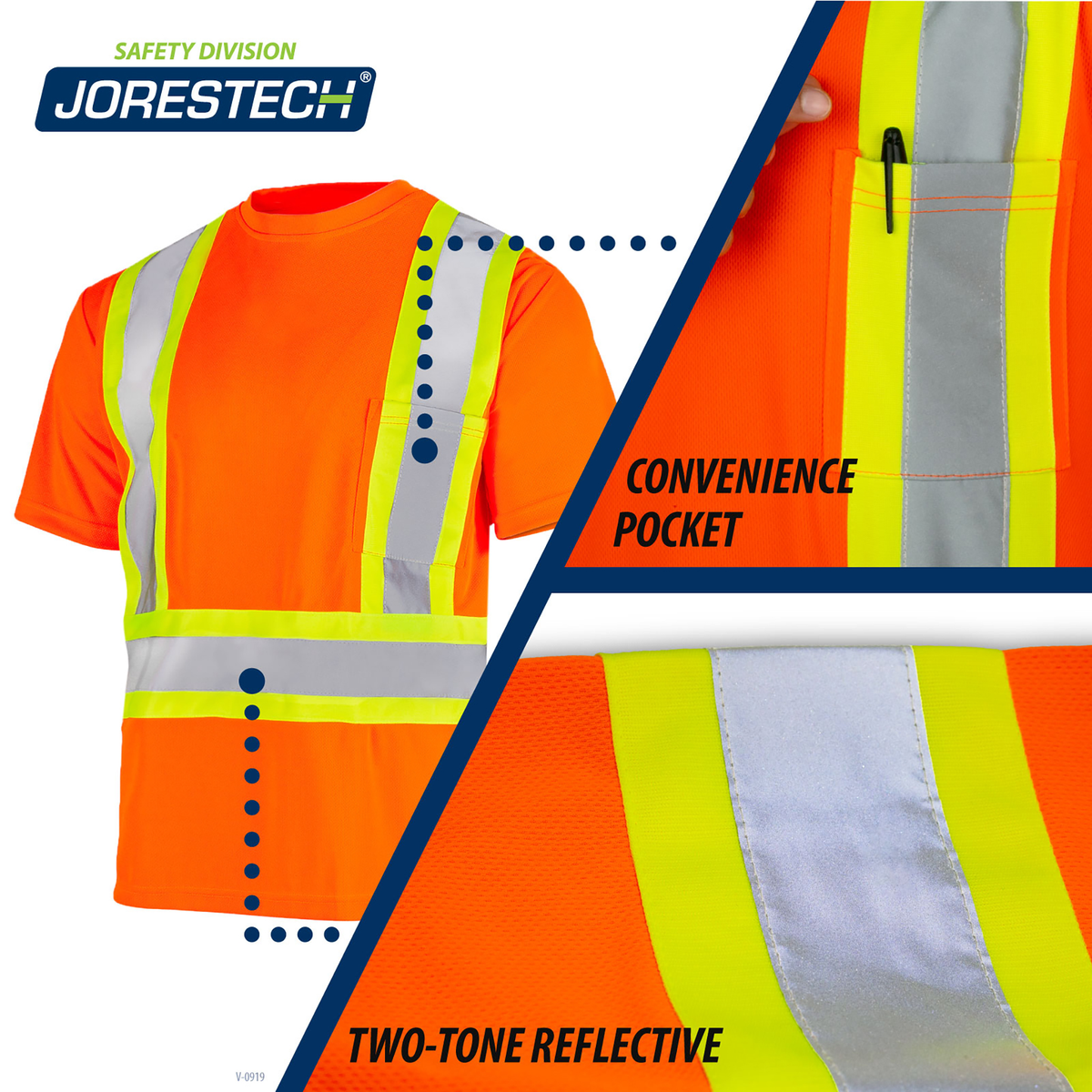 Jorestech Hi-Vis X-Back Reflective Two-Tone Safety Pocket Shirt