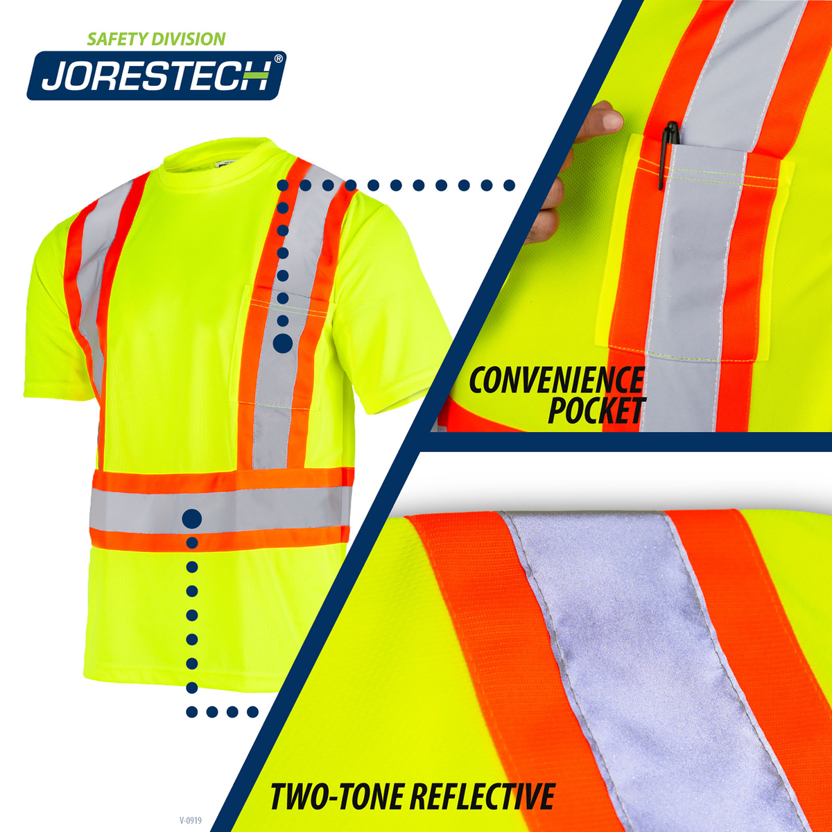 Jorestech Hi-Vis X-Back Reflective Two-Tone Safety Pocket Shirt