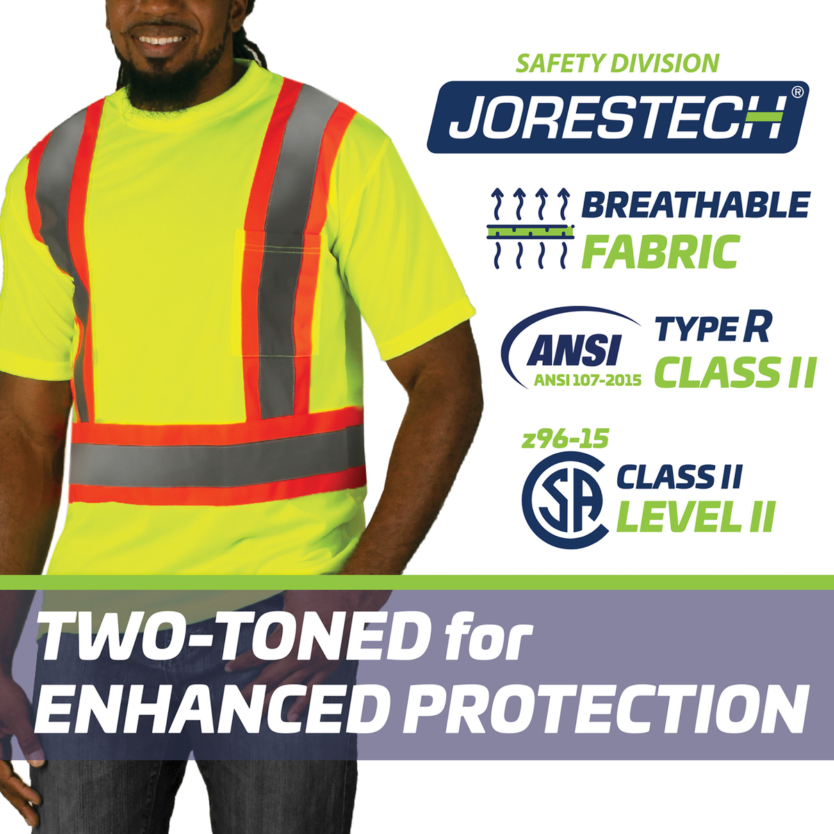 Jorestech Hi-Vis X-Back Reflective Two-Tone Safety Pocket Shirt