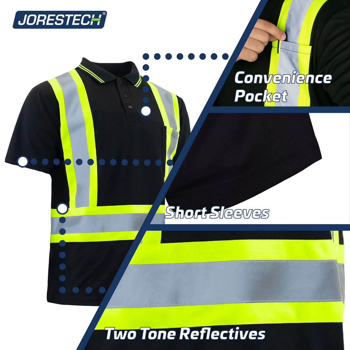 Jorestech Hi-Vis Reflective Two-Tone Safety Polo Shirt