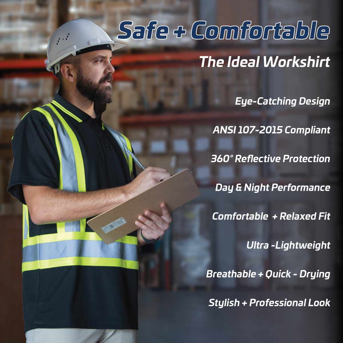 Jorestech Hi-Vis Reflective Two-Tone Safety Polo Shirt