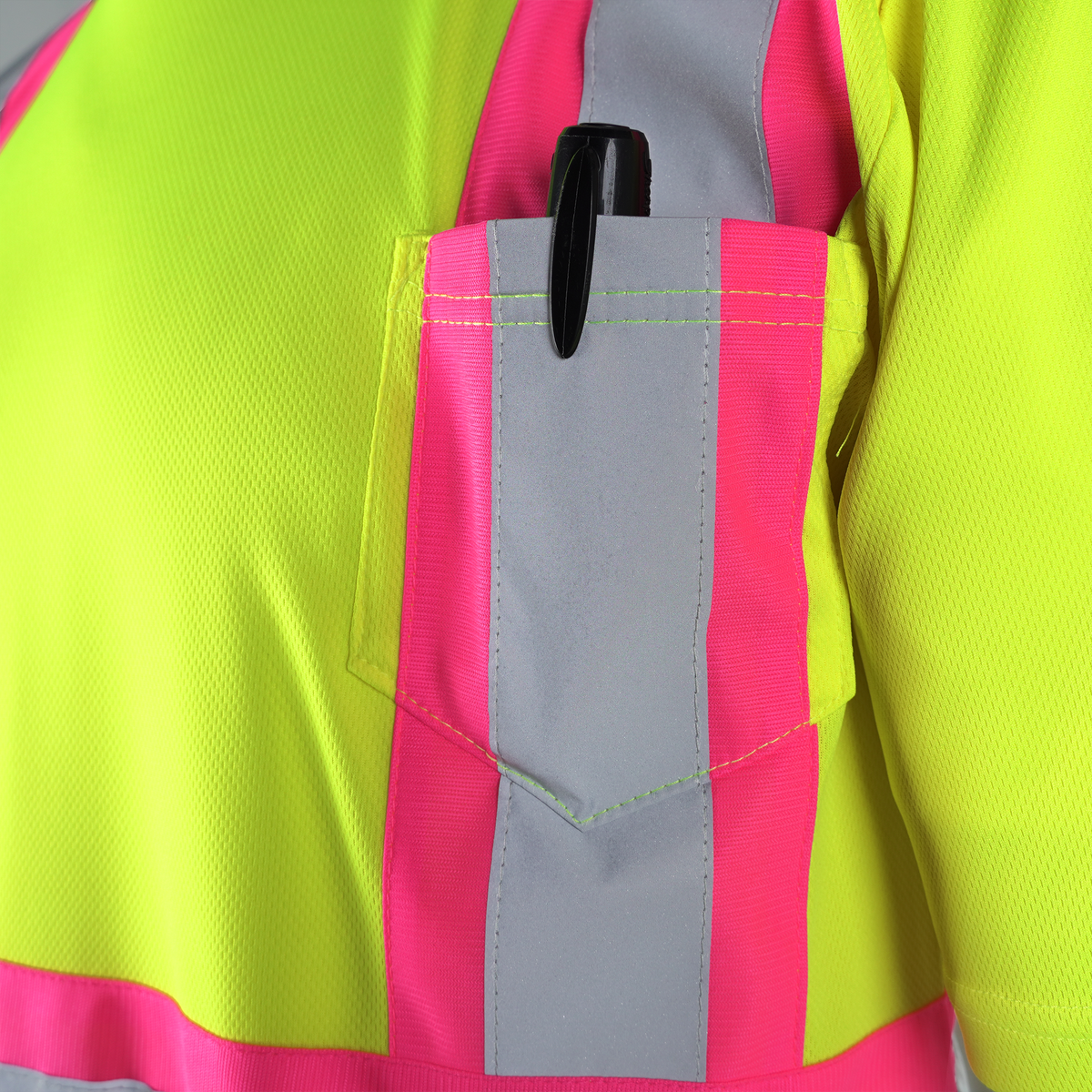 Jorestech Hi-Vis Reflective Two-Tone Safety Shirt with Pink Strips