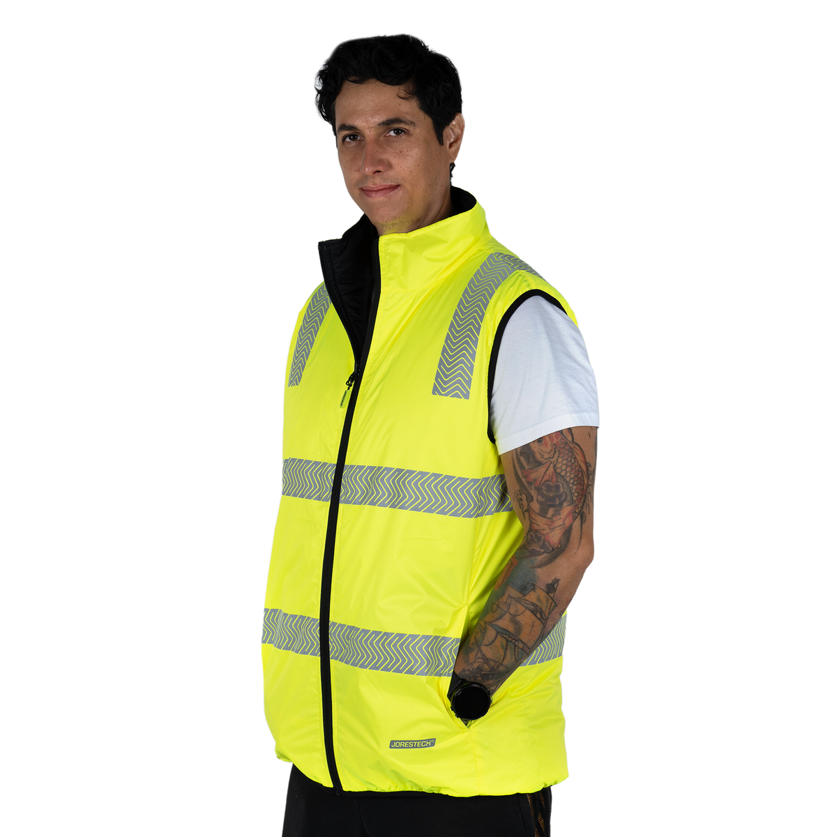 Jorestech Hi-Vis Reversible Insulated Safety Vest with Reflective Thermal Transfer Strips