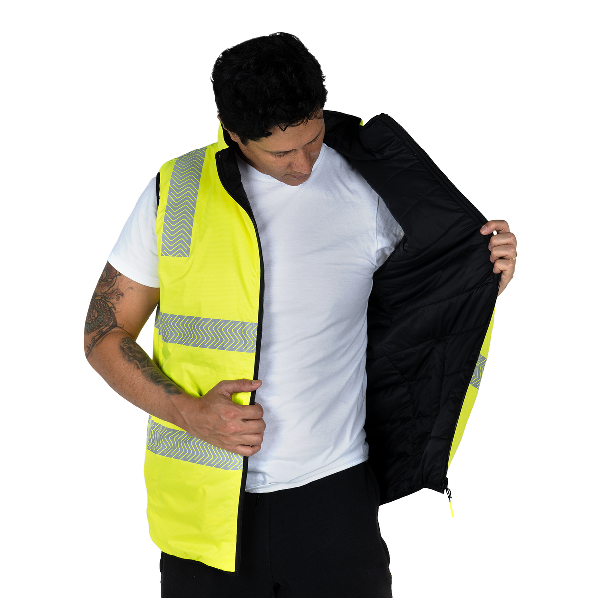 Jorestech Hi-Vis Reversible Insulated Safety Vest with Reflective Thermal Transfer Strips