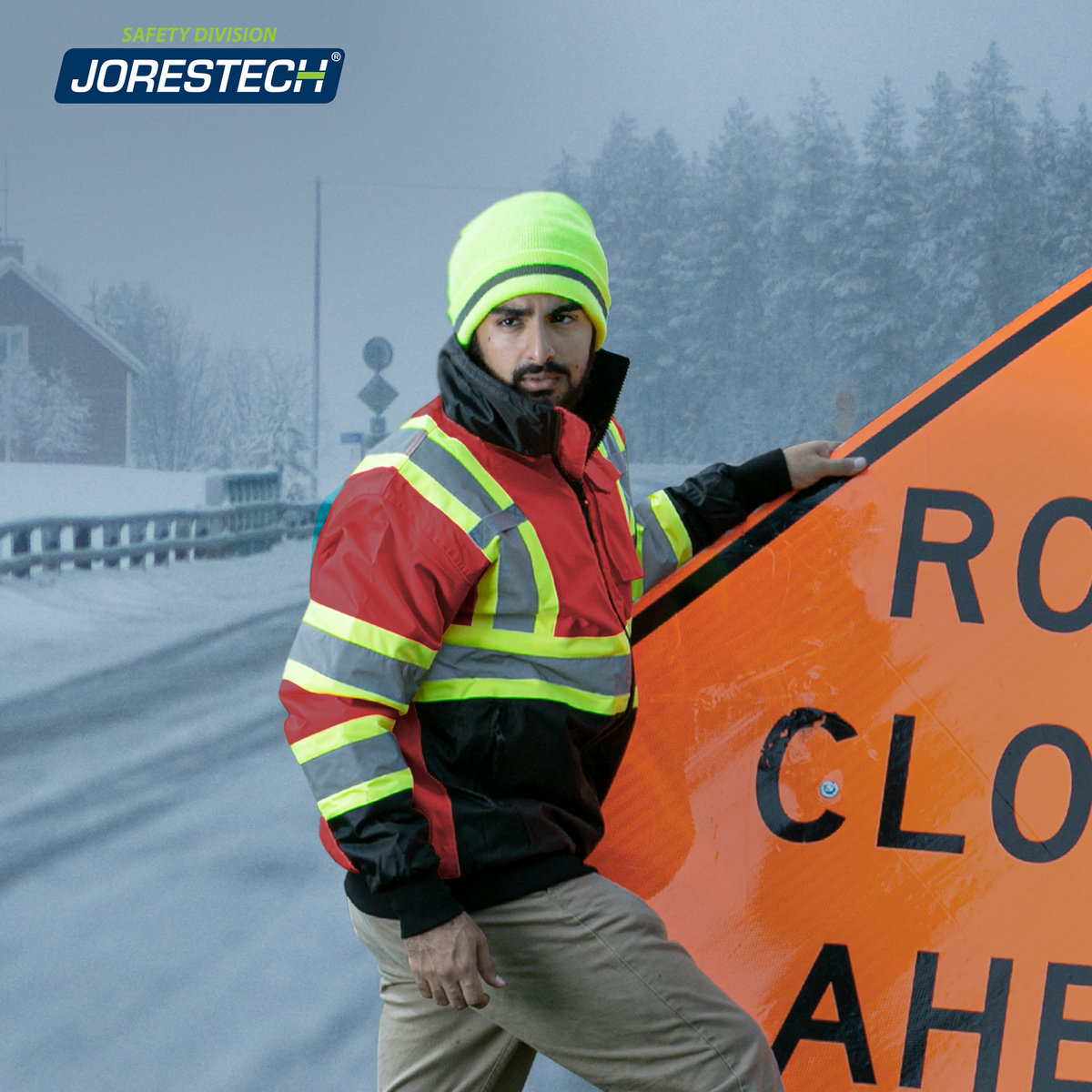 Jorestech Hi-Vis X-Back Two-Tone Safety Bomber Jacket with Reflective Stripes