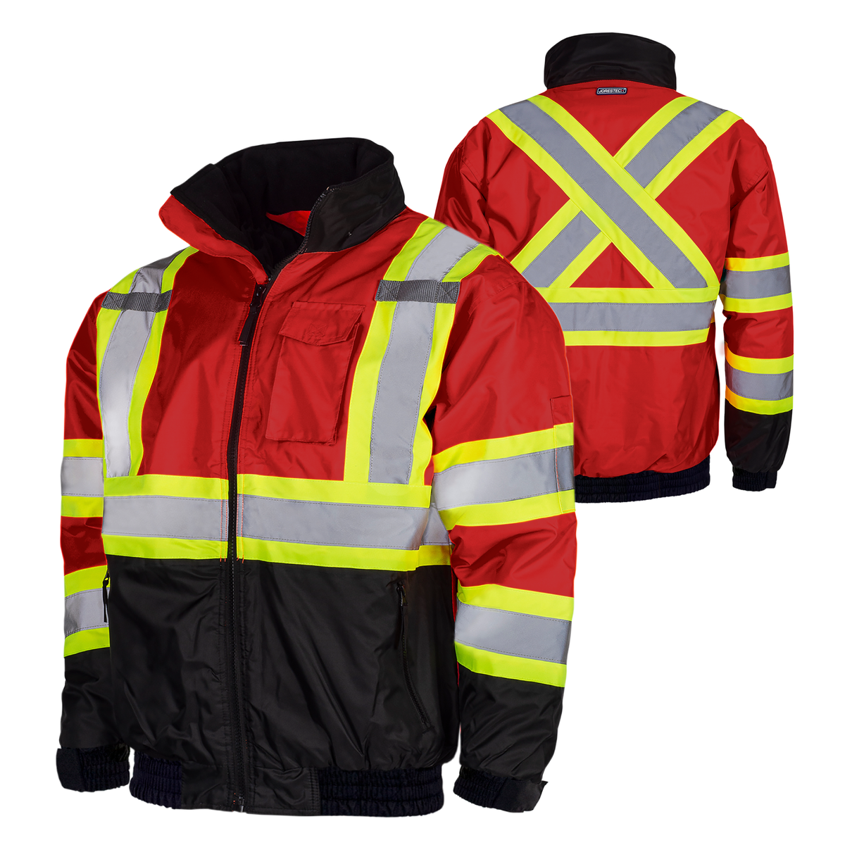 Jorestech Hi-Vis X-Back Two-Tone Safety Bomber Jacket with Reflective Stripes