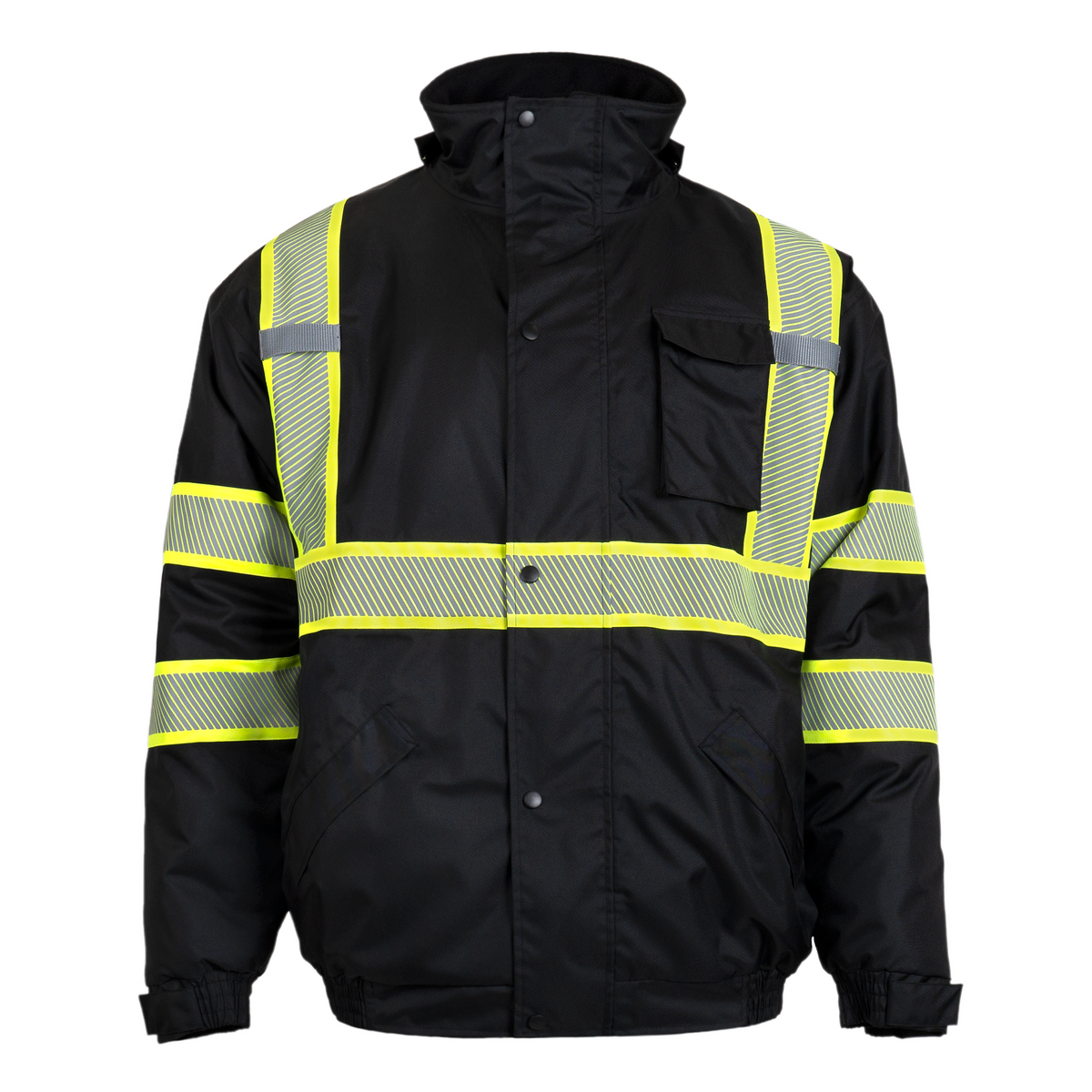 Jorestech Hi-Vis Safety Jacket with Heat-Transfer Reflective Tapes and Removable Hood