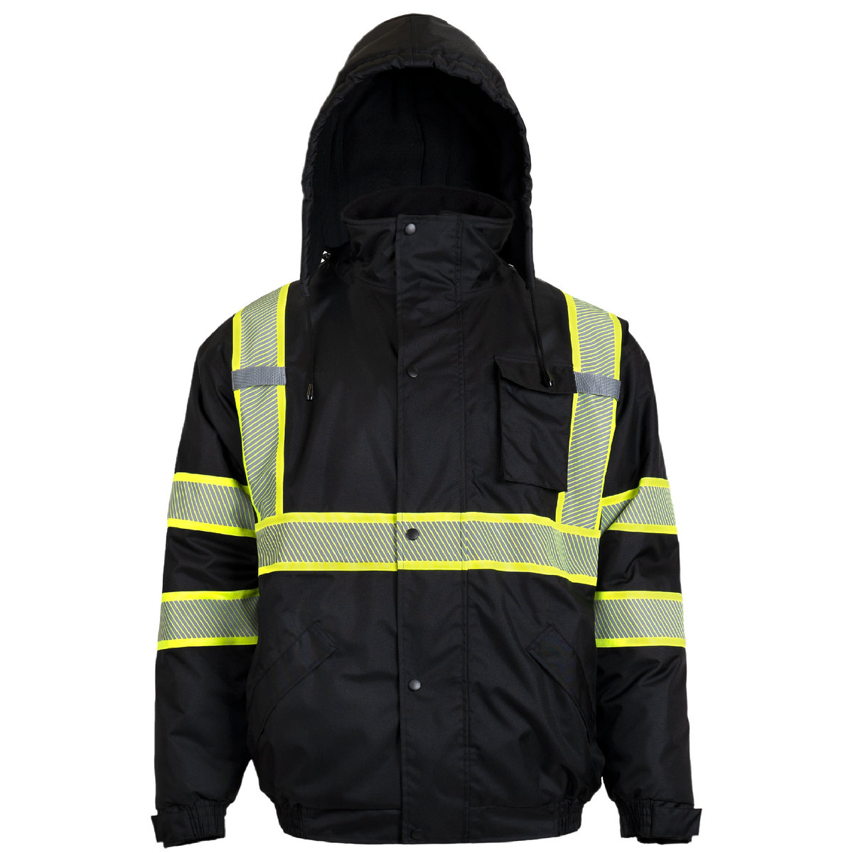 Jorestech Hi-Vis Safety Jacket with Heat-Transfer Reflective Tapes and Removable Hood