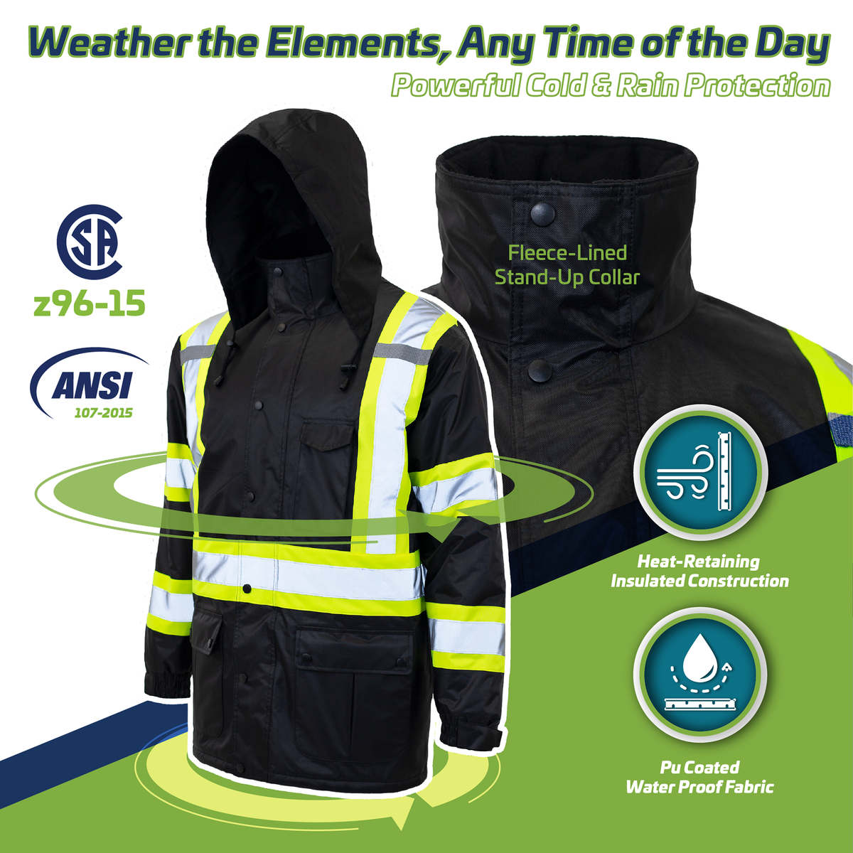 Jorestech Hi-Vis Two-Tone Safety Jacket with Reflective Stripes