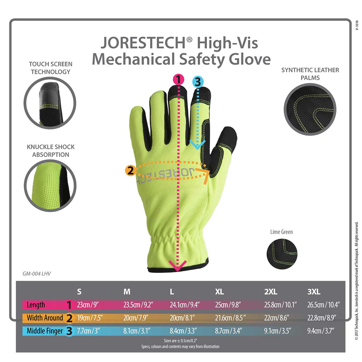 Jorestech Hi-Vis Touchscreen Safety Work Gloves